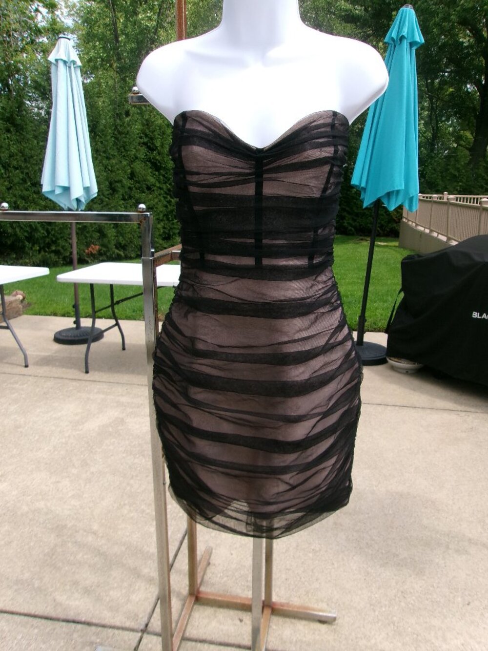 NWOT FASHION NOVA BLACK OVERLAY BODYCON STRAPLESS DRESS XL